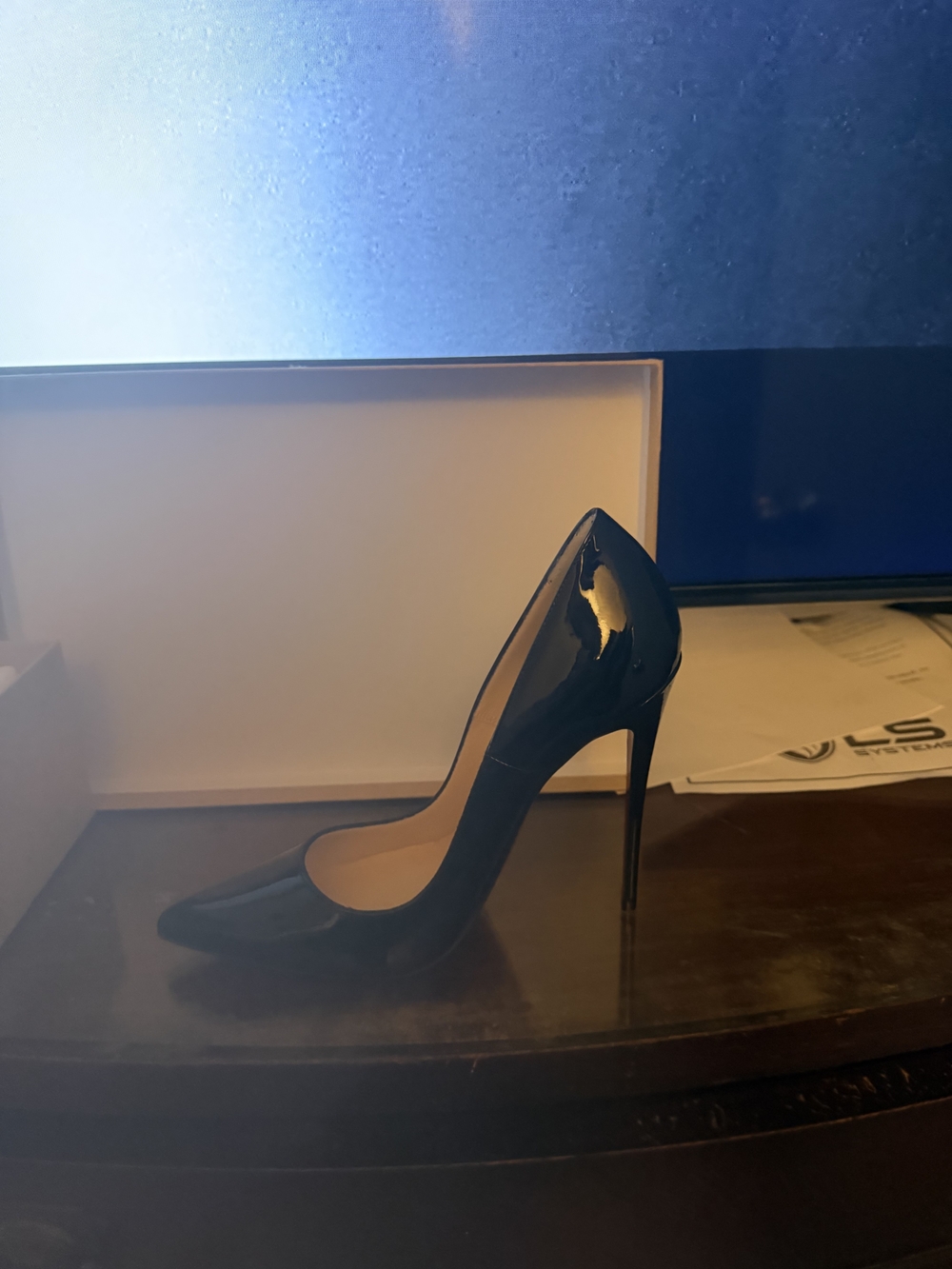 Christian Louboutin Black Patent Pointed-Toe Stiletto - Picture 6 of 7